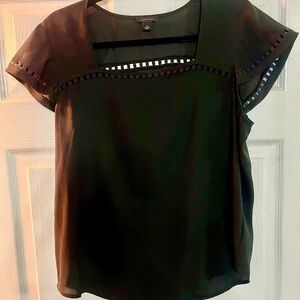 Ann Taylor Black Blouse with Square Neckline